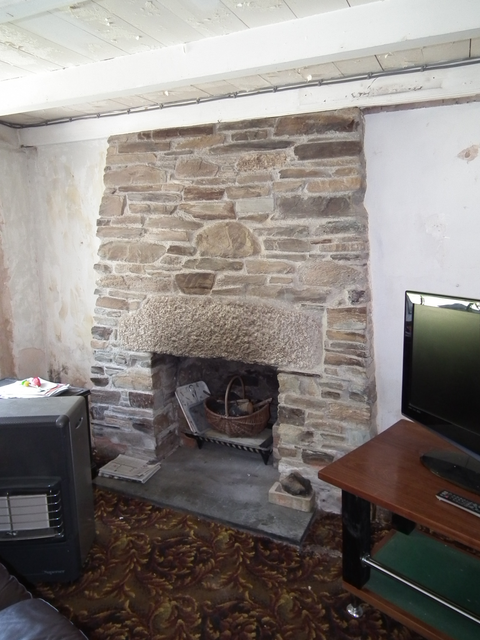 Old slate fireplace as we found it