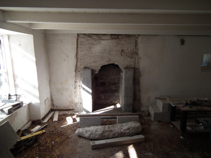 Ready to lift the granite lintel